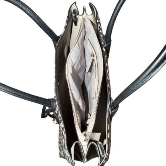 Stunning~ Michael Kors~ Black & White Leopard Print Mercer Handbag/Tote (BIN1) - Picture 4 of 10